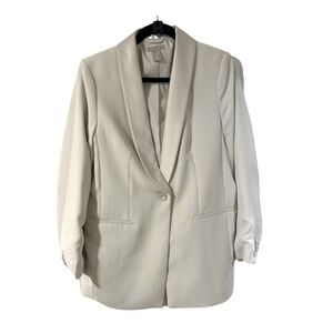 H&M Oversized Silky Collar Blazer | Size S | Taupe/Cream